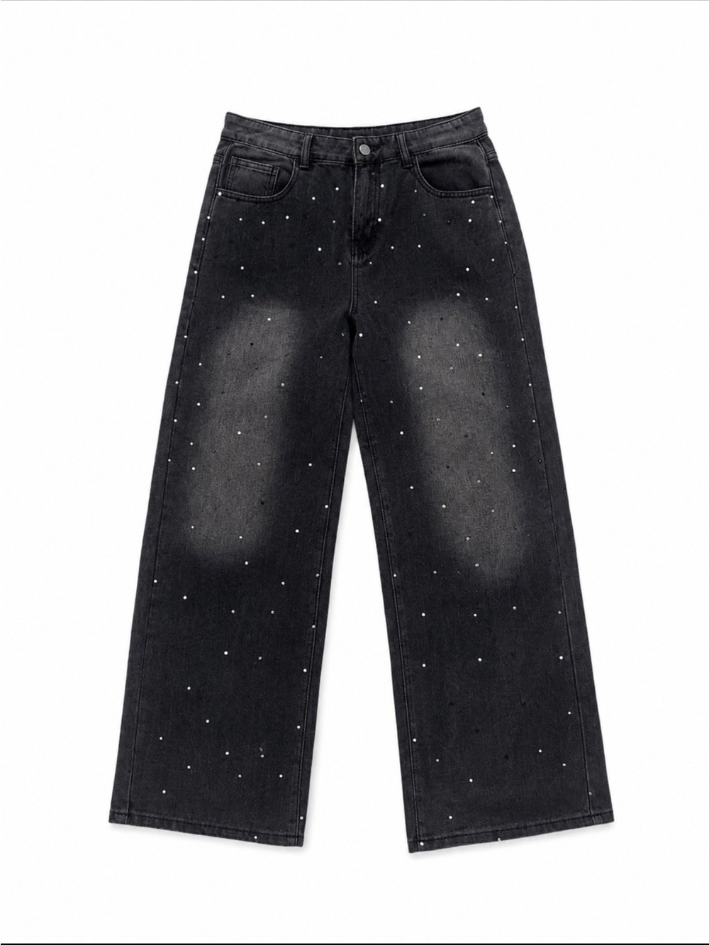 Forever 21 Black Baggy Wide Leg Denim with Rhinestones Size Small EUC